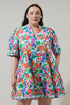 Orlena Floral Dixie Split Neck Shift Dress Curve